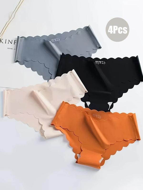 4pcs Ice Silk Seamless Underwear with Pure Cotton Crotch