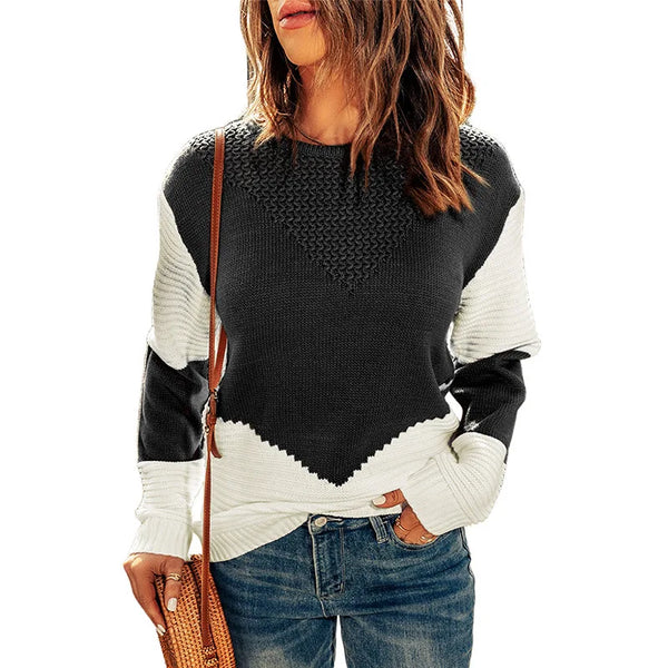 Neck Contrasting Base Sweater Pullover