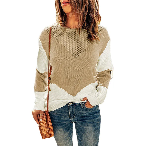 Neck Contrasting Base Sweater Pullover