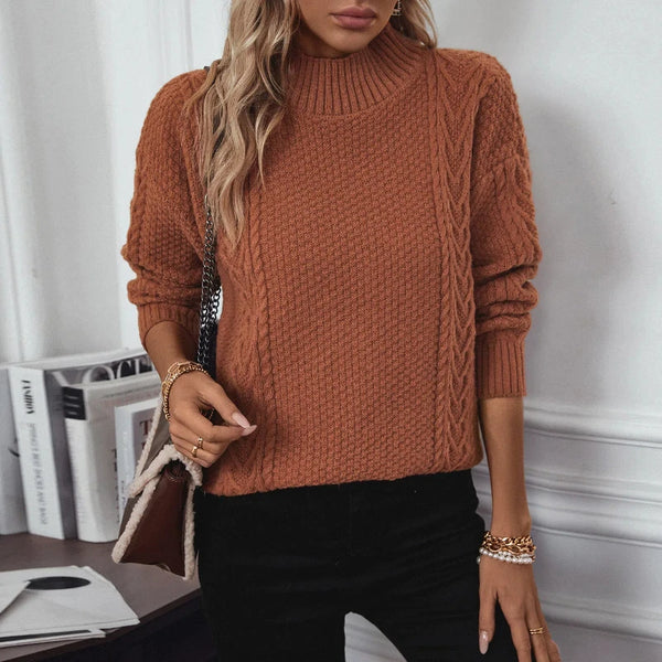 Neckline Knit Sweater Loose Long -sleeved Pullover